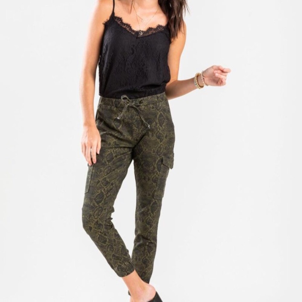 Francescas Snakeskin Cargo Joggers